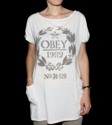 Obey W T-Shirt Flour Sack white/nude natural heather
