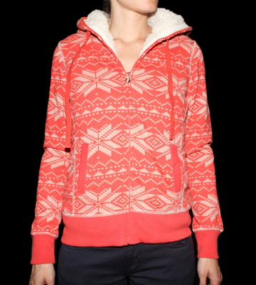 Roxy W Zip Hooded Double Bubble orange jacq print