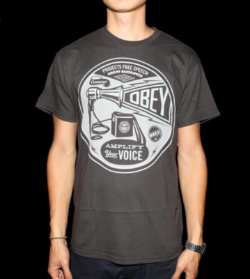 Obey T-Shirt Amplifly Yoour Voice black heather harbor blue