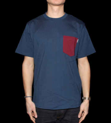 Carhartt T-Shirt Contrast Pocket blue federal/red varniish
