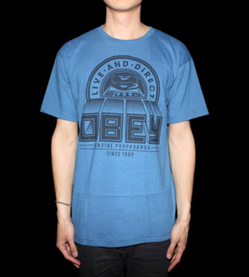 Obey T-Shirt Live And Direct blue heather harbor
