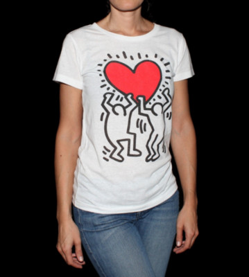 Obey W T-Shirt Keith Haring Heart Tri-Blend white natural