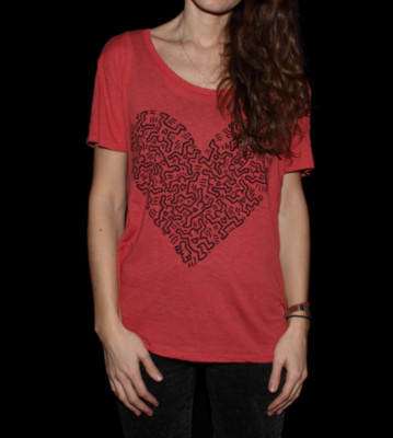 Obey W T-Shirt Keith Haring Loving Heart Throwback red mineral