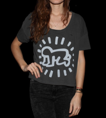 Obey W T-Shirt Keith Haring Baby Vintage Crop black graphite