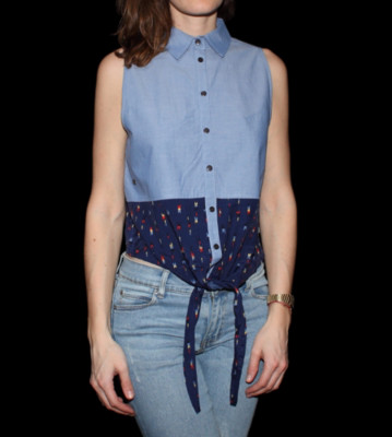 Supremebeing W Top Pear blue chambray