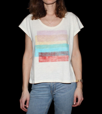 Supremebeing W T-Shirt Fade Block beige wash ecru