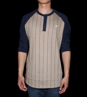 Obey Baseball Shirt Outfield beige cobblestone/mood indigo